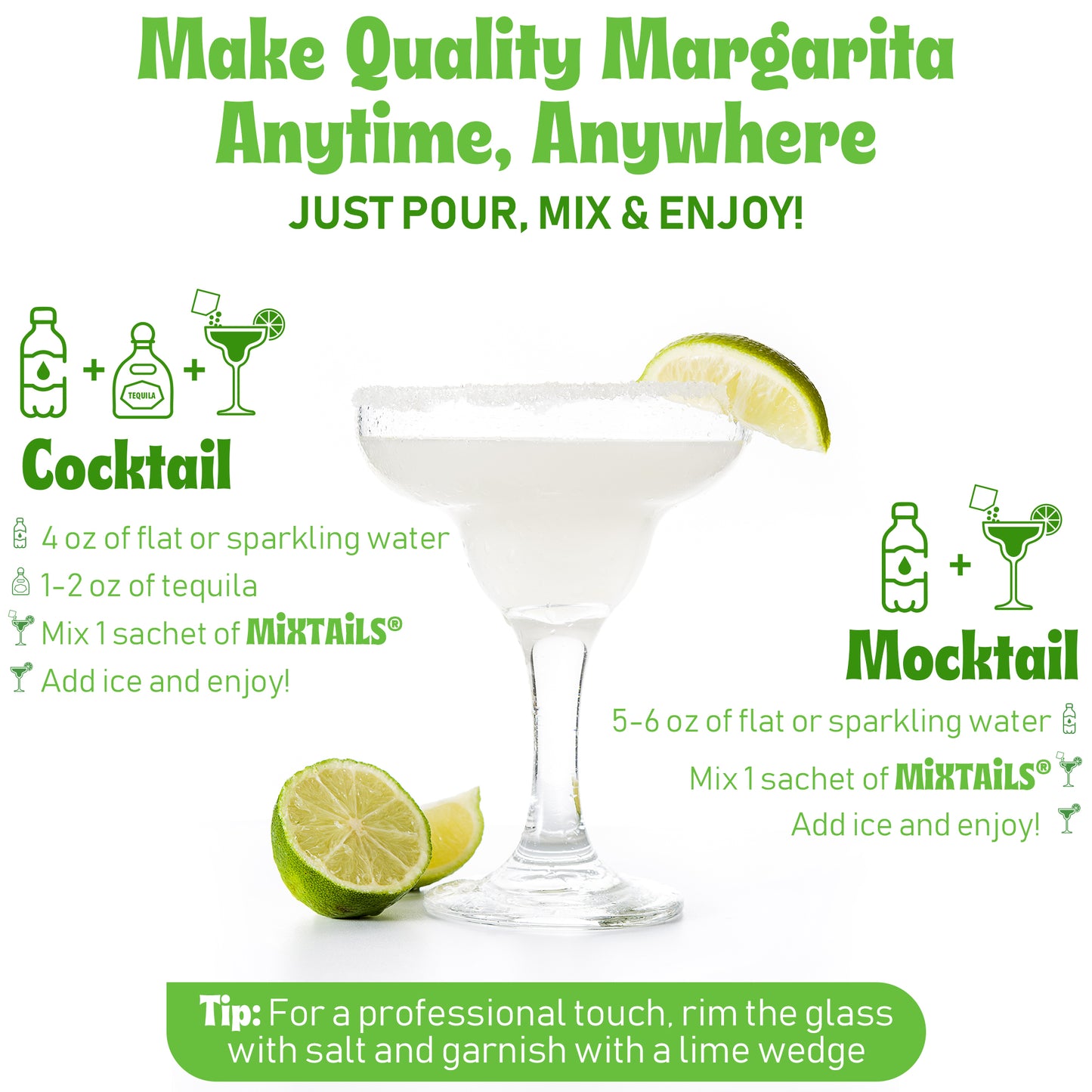 Mixtails Sugar Free Margarita Mix, Instant Skinny Margaritas (12 Pack)