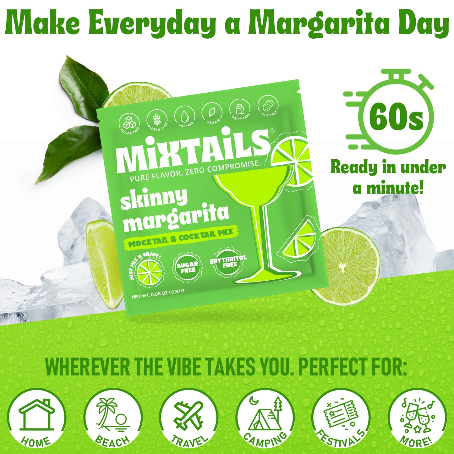 Mixtails Sugar Free Margarita Mix, Instant Skinny Margaritas (12 Pack)